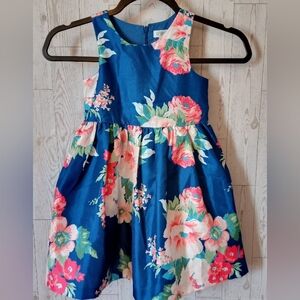 Gymboree Blue Floral Dress Girls Size 3 Easter Wedding Family Pictures